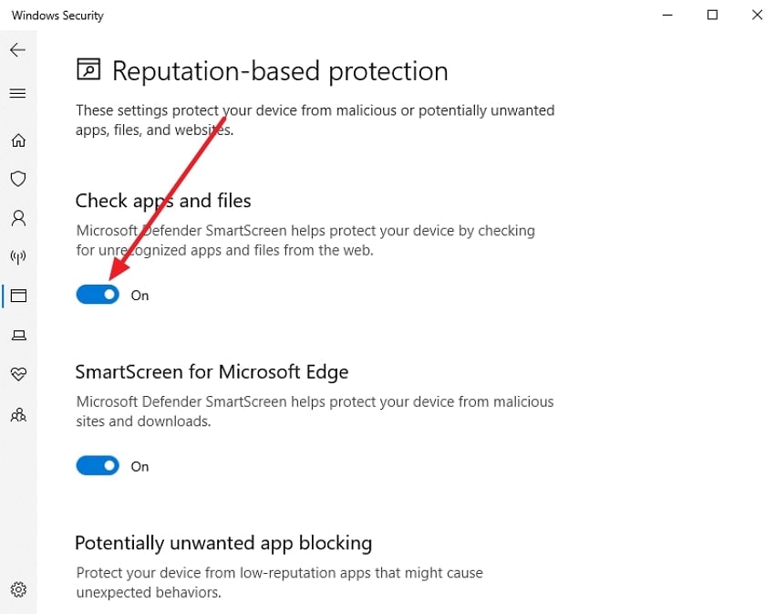 turn off smartscreen windows security