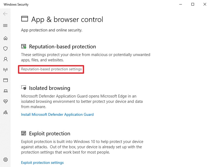 access reputation based protection settings