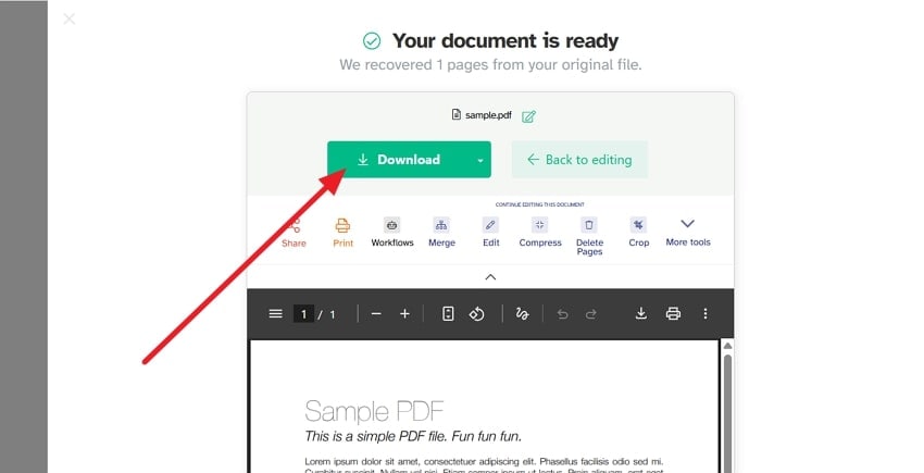 save your repaired pdf