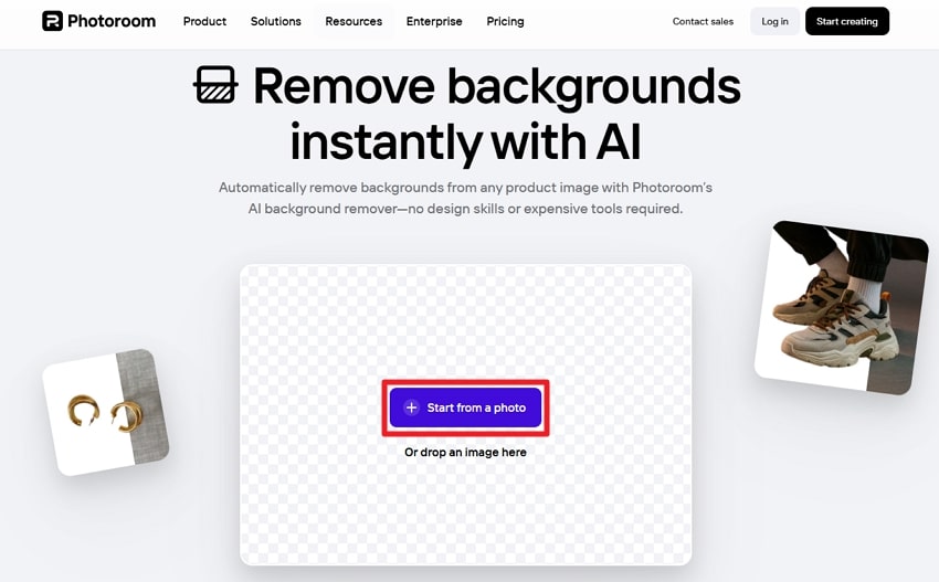 remove background using photoroom