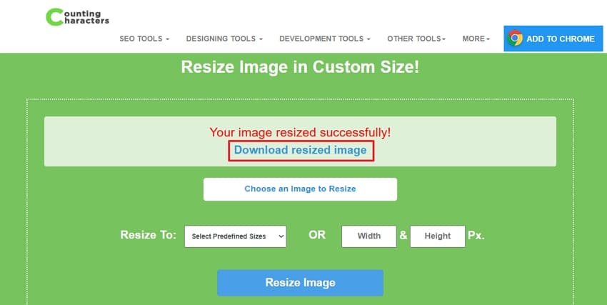 download resized image counting characters
