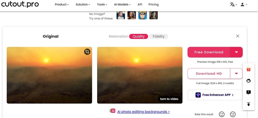 cutoutpro image enhancer