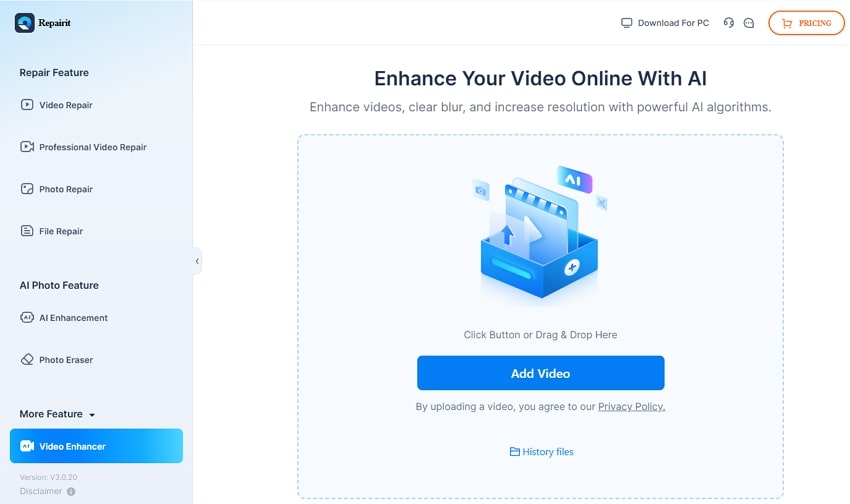 choose video enhancer feature