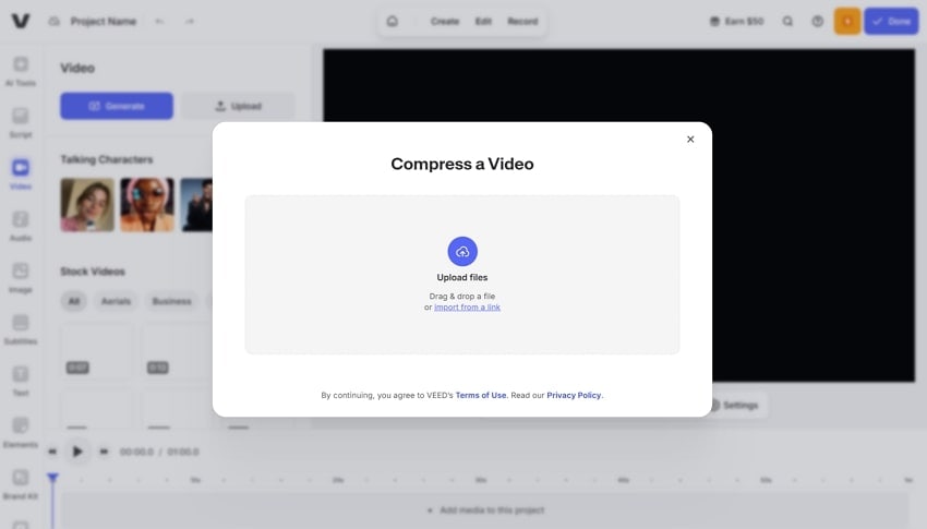 veed io online video compressor