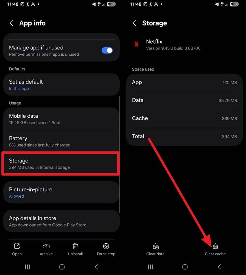 choose to clear cache