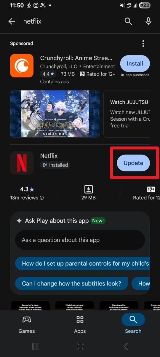 choose the update button