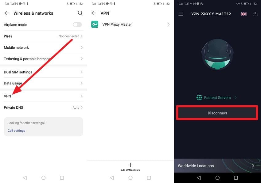 press disconnect button