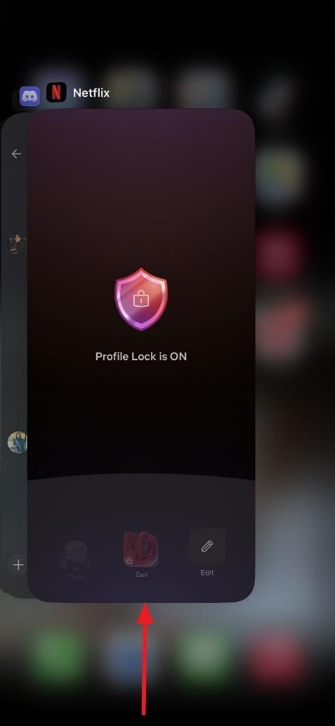 slide the app upwards