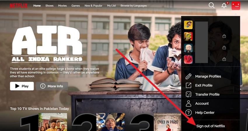 choose to sign out on pc