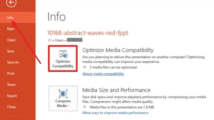 select optimize media compatibility option