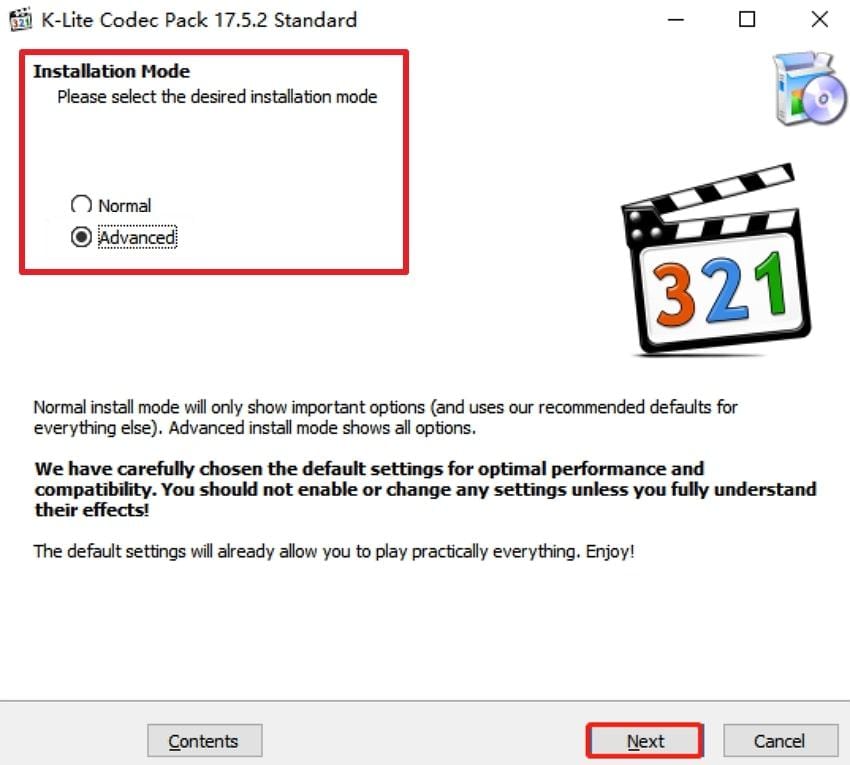 choose installation mode