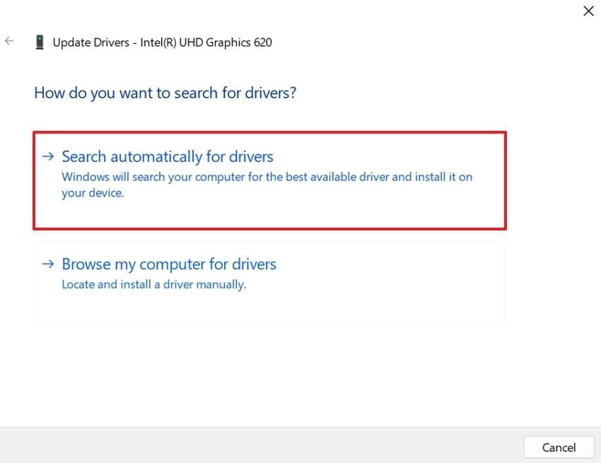 search and update latest driver