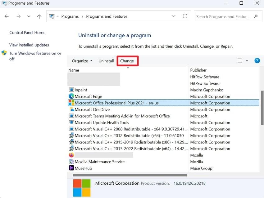 select microsoft office application