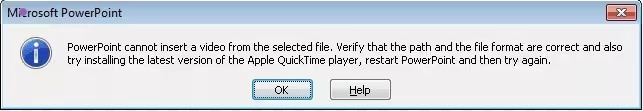 understanding powperpoint video error
