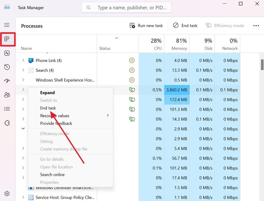 end powerpoint via task manager
