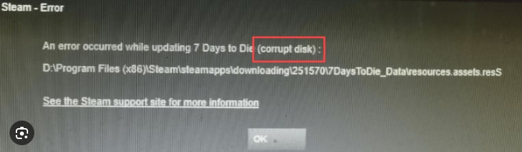 why steam corrupt disk error happens