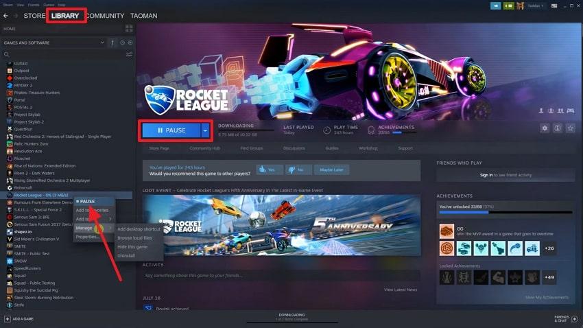 resume or pause downloads