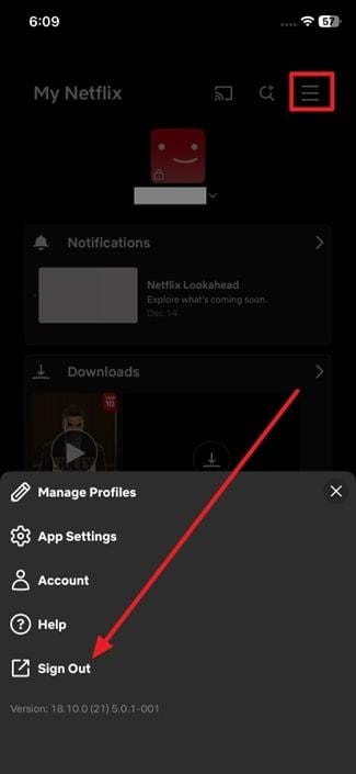 sign out from netflix on mobile