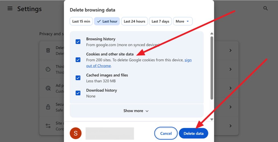 delete browsing data from pc