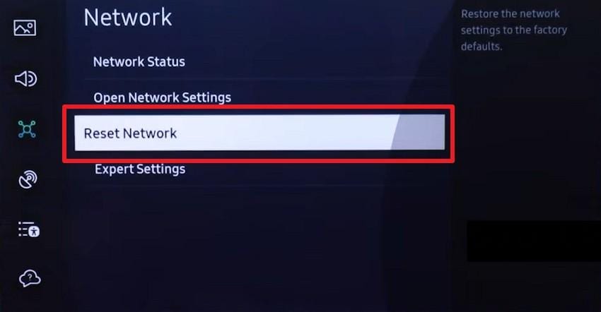 select reset network settings