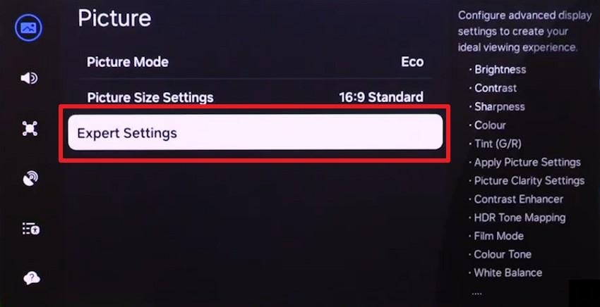 access expert display settings