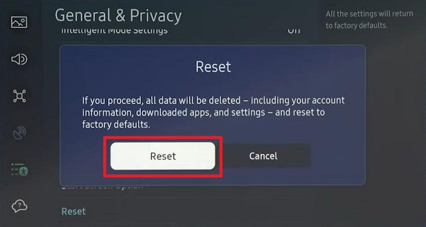 factory reset samsung tv