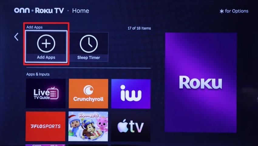 select add apps option
