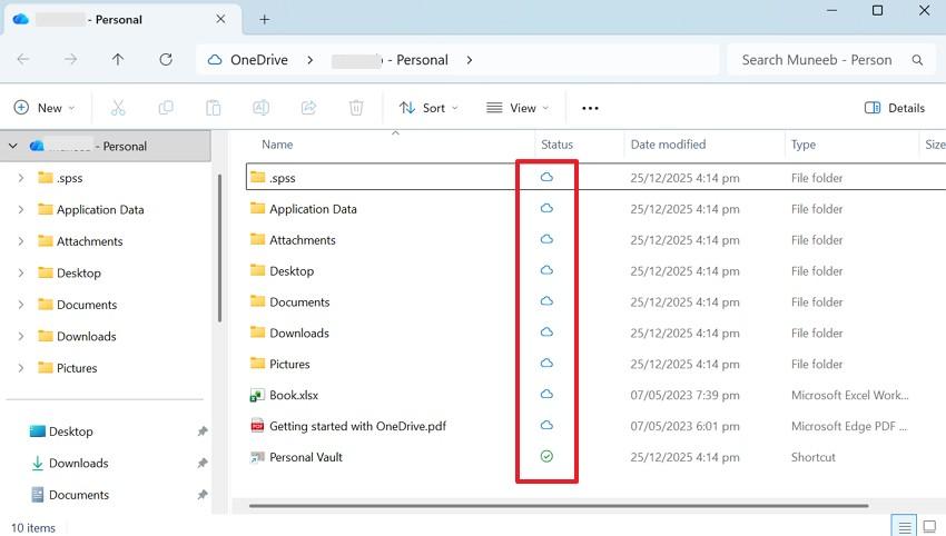 check onedrive file sync icons