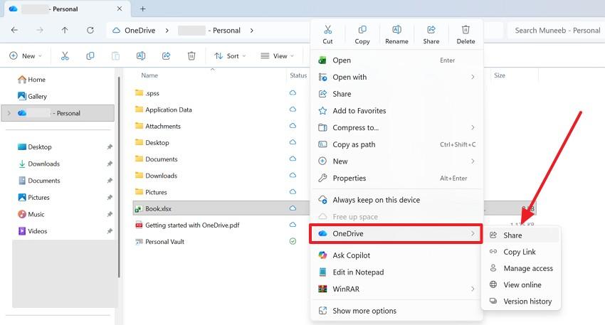 choose onedrive file share