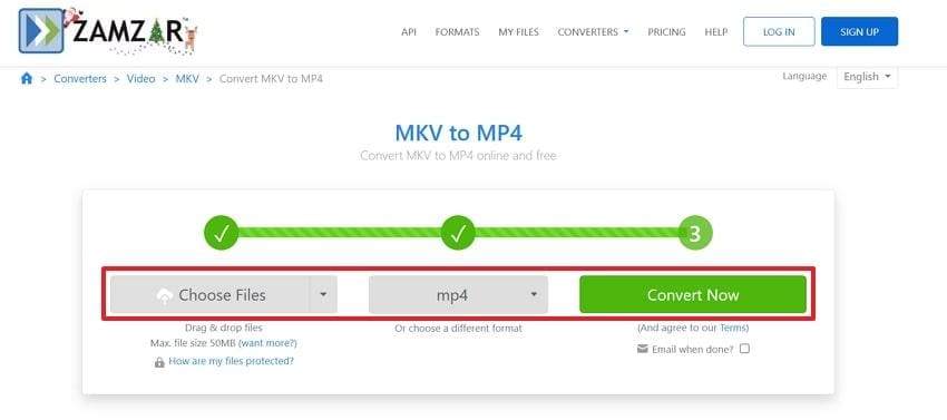 mkv to mp4 conversion on zamzar