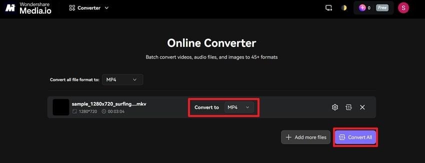 choose mp4 format and convert