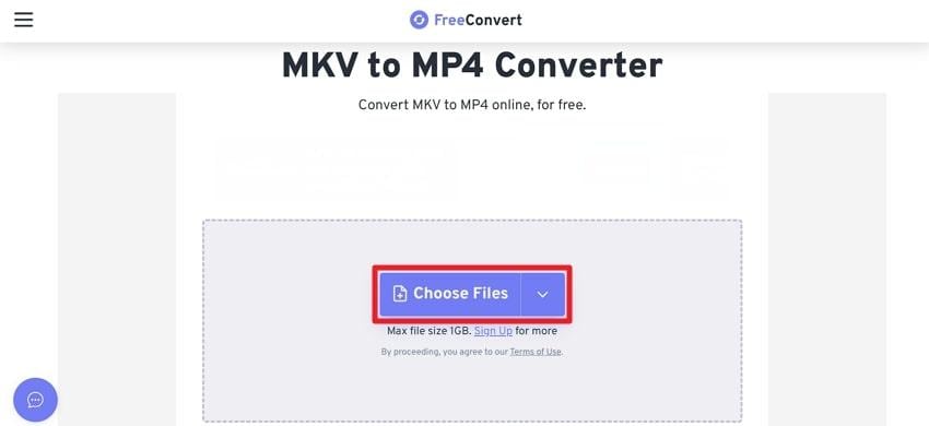 insert mkv file on freeconvert