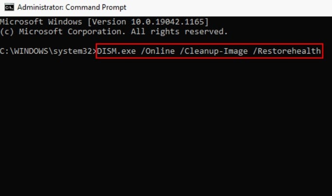 run dism online cleanup image restore health