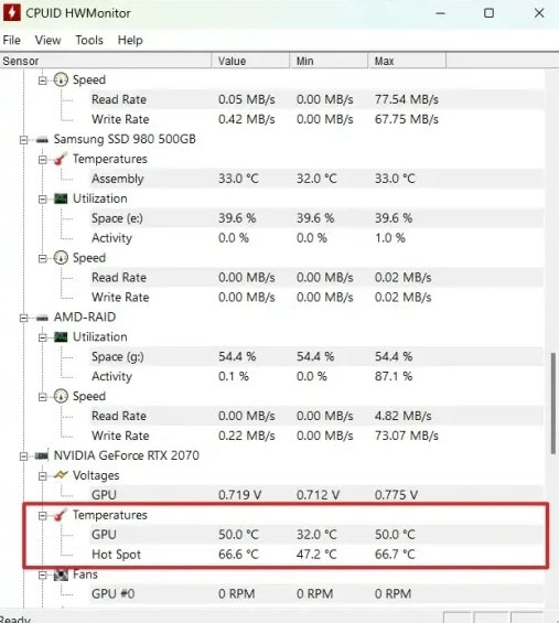 check gpu temperature using hwmonitor