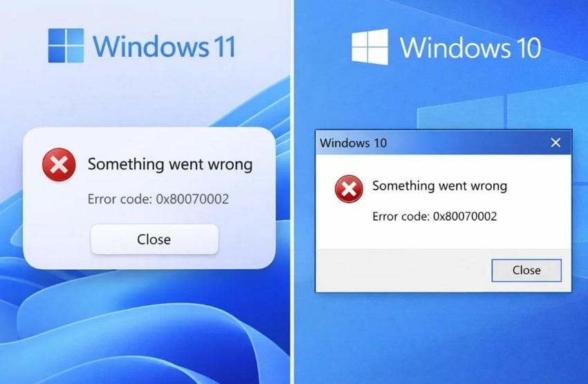 error difference in windows 10 11