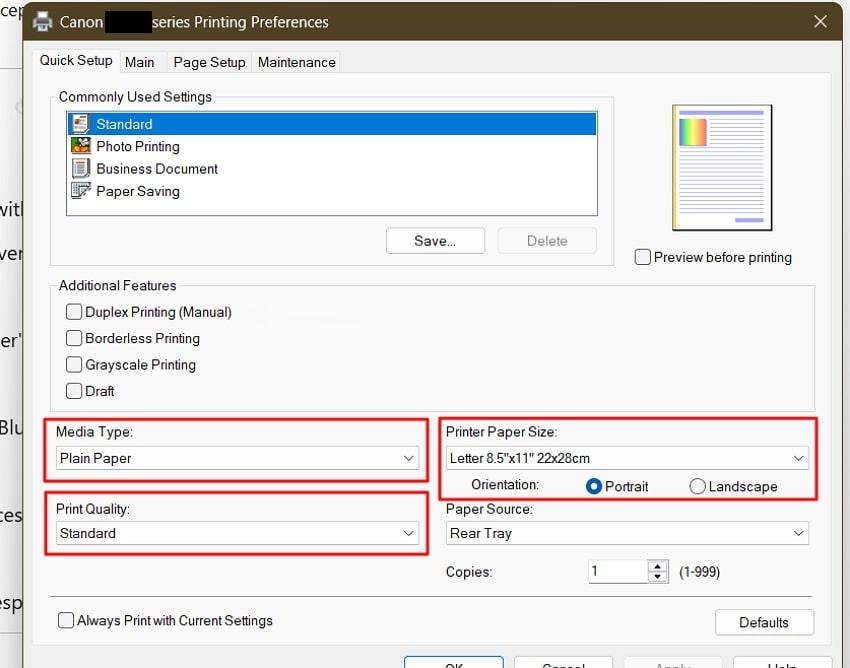 check media type and page