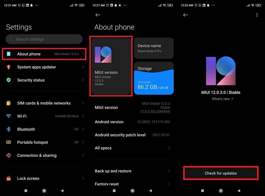 check for software update