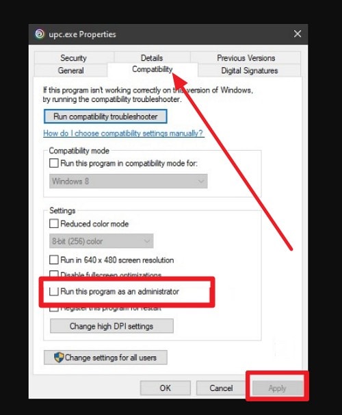 choose to apply the changes
