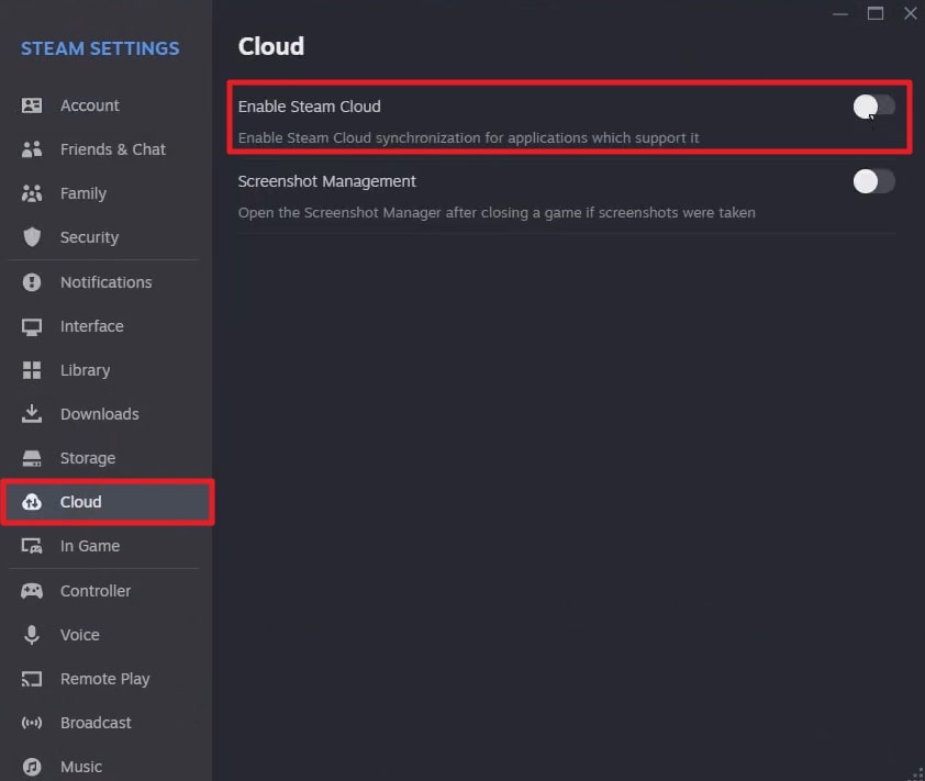 disable steam cloud