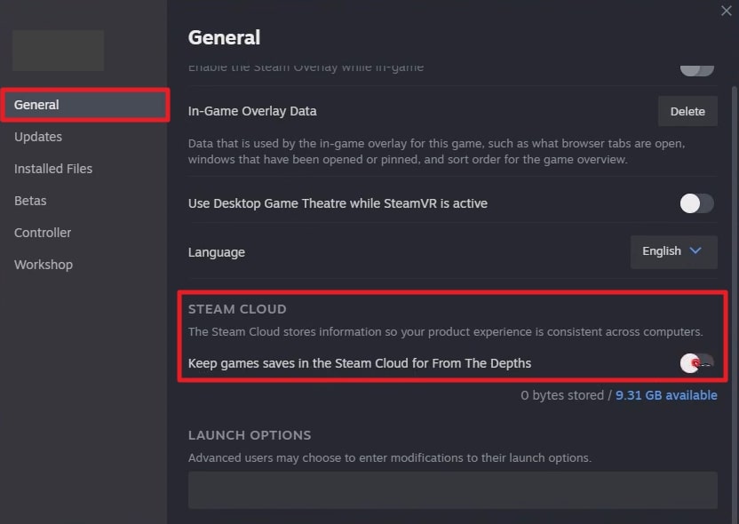 turn off steam cloud option