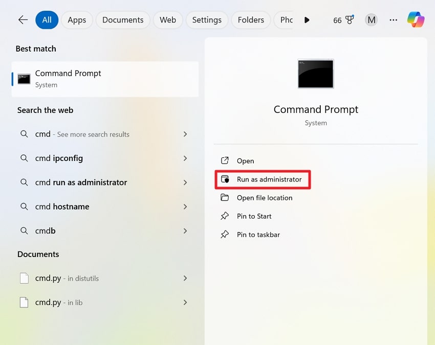run command prompt as administrator