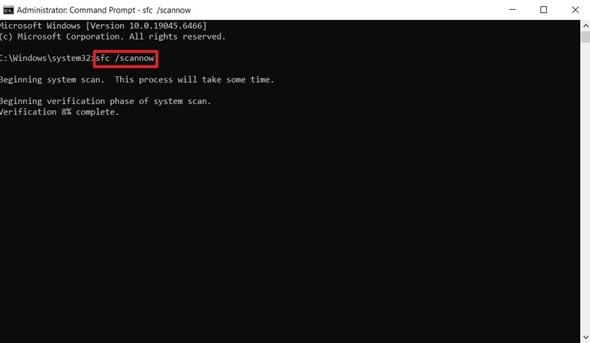 sfc scannow in command prompt