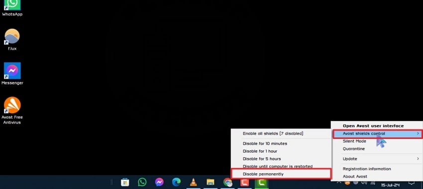 disable external antivirus