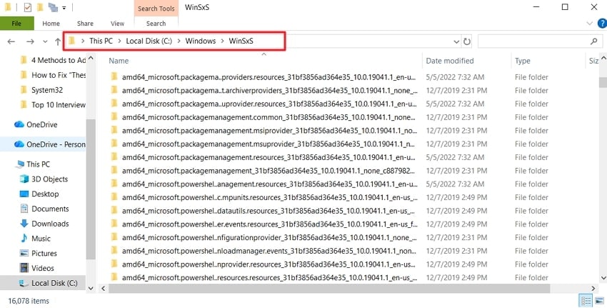 access sxs window directory