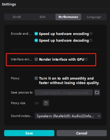 disabled render interface gpu