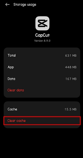 clear cache capcut