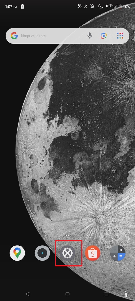 open android settings menu