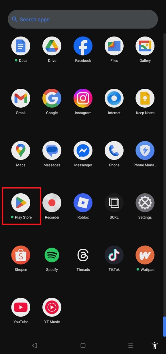 open google play store on android