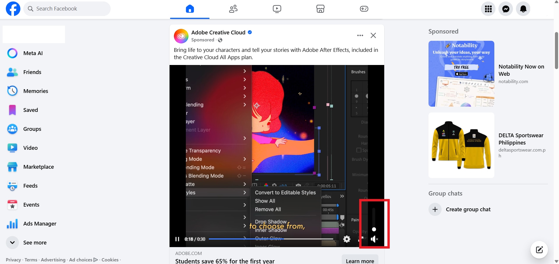 facebook speaker icon