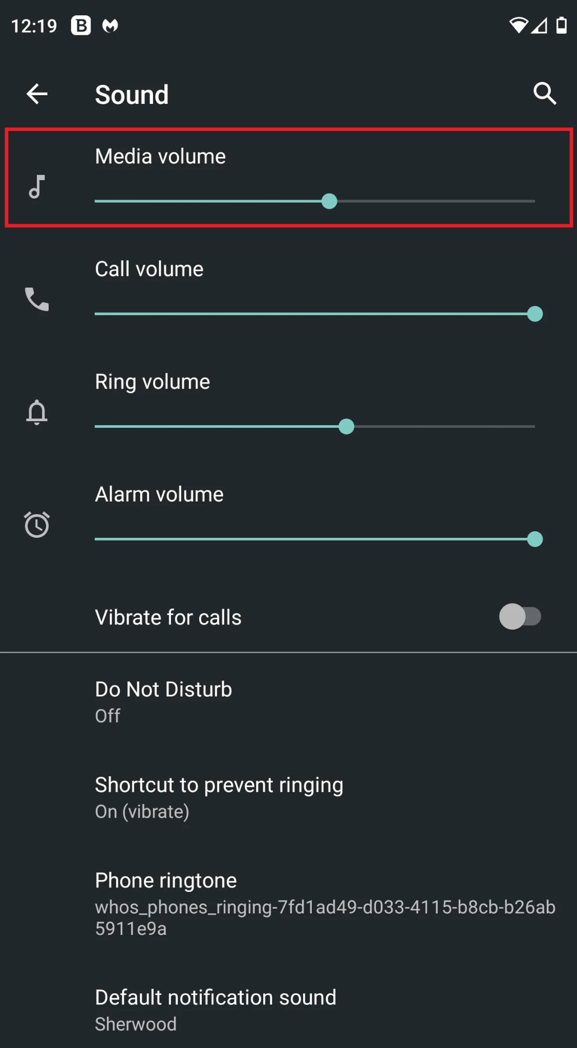 media volume